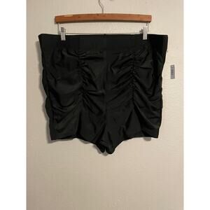 Black Ruched Women's Swim Shorts